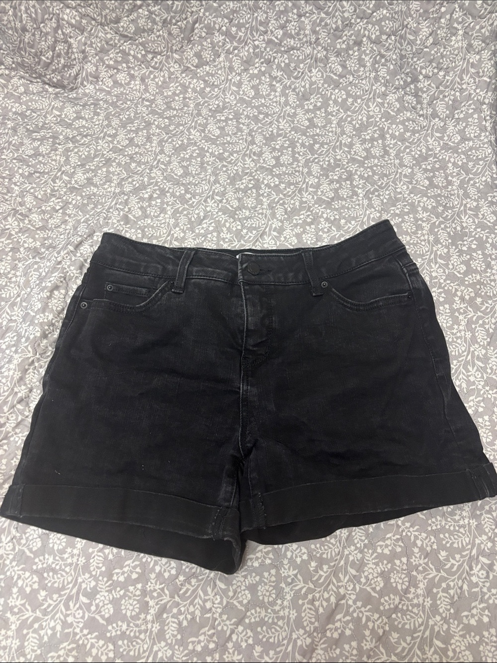 Time and Tru Black Denim Cuffed Shorts
